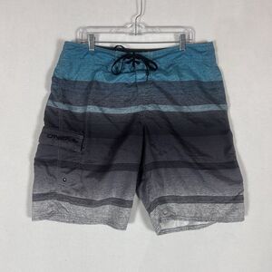 ONeill Swim Trunks Mens 36 Blue Striped Volley Board Shorts Bathing Suit Pool